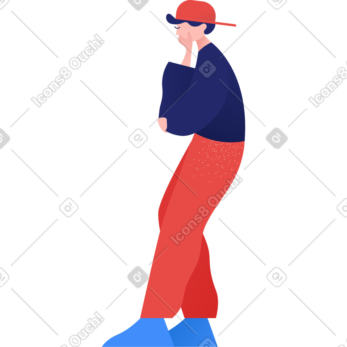Clip スタイルの Thinking man standing のイラストをPNG、SVG形式でダウンロード