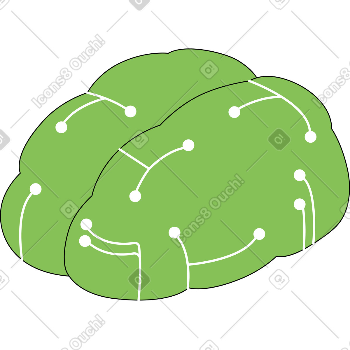 Künstliches gehirn-Illustration im Isometric-Stil als Download in PNG, SVG