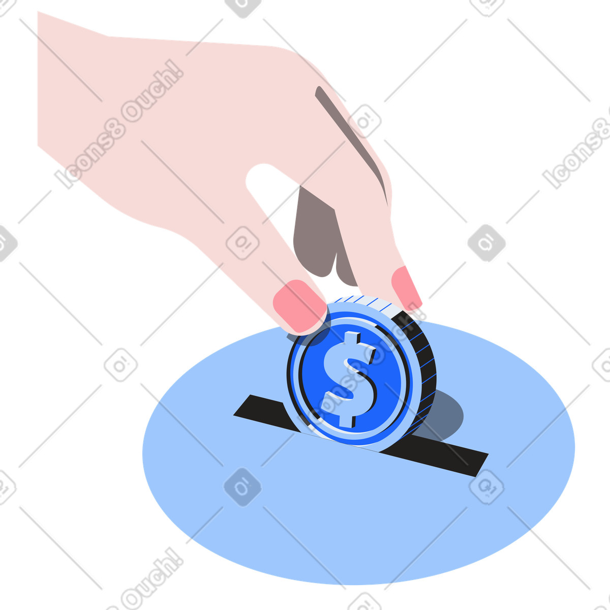 Contribuendo con denaro al fondo, donazione finanziaria e sostegno di beneficenza illustrazione in stile Editorial scarica in PNG, SVG