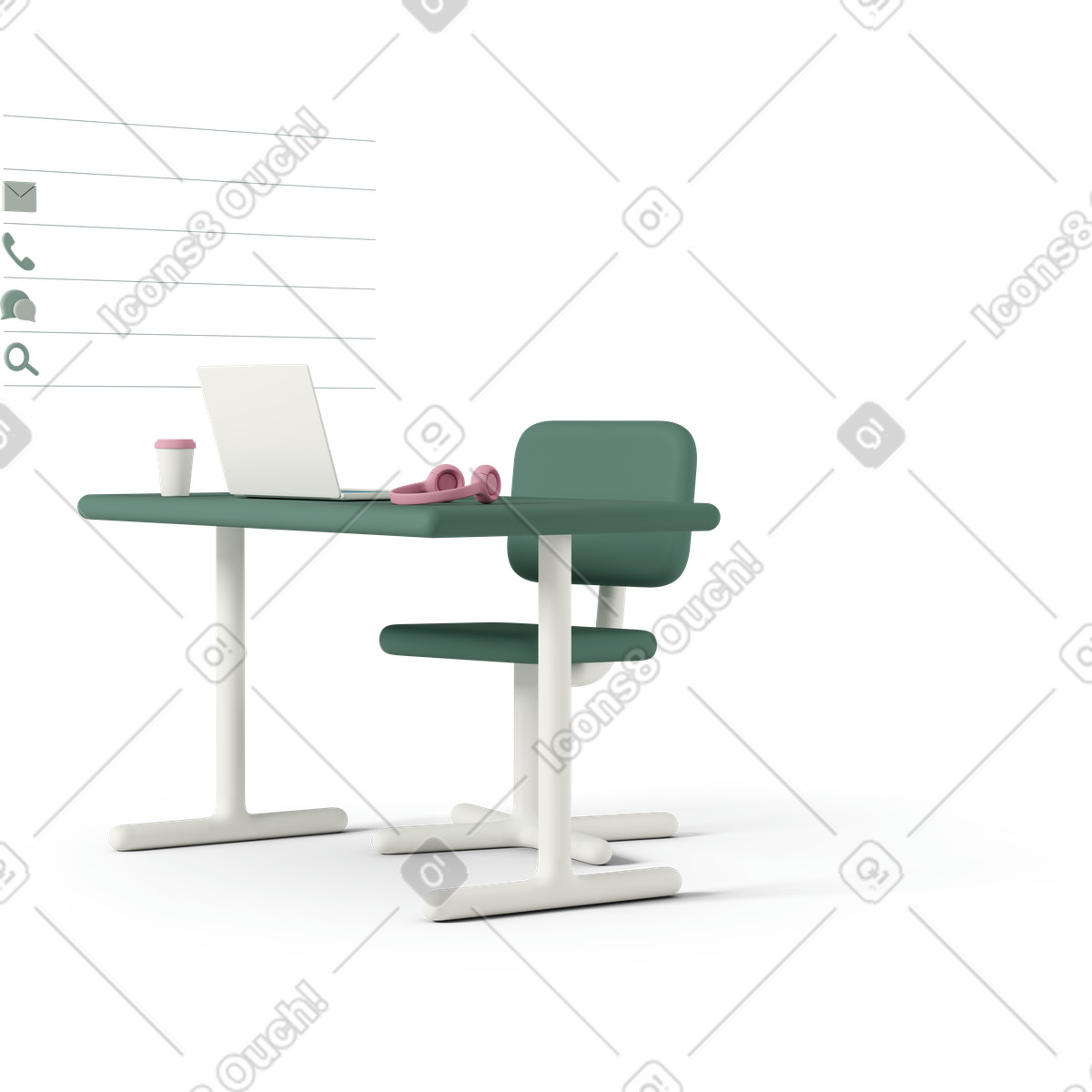 Workspace with laptop illustration in PNG, SVG