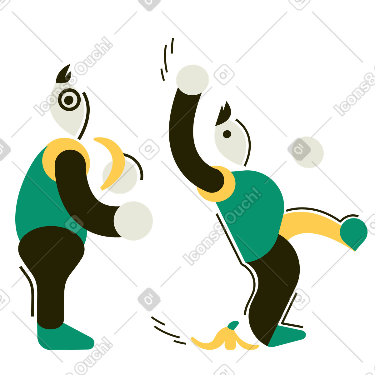 Ilustração de Escorregando em uma casca banana no estilo Spot para baixar PNG, SVG