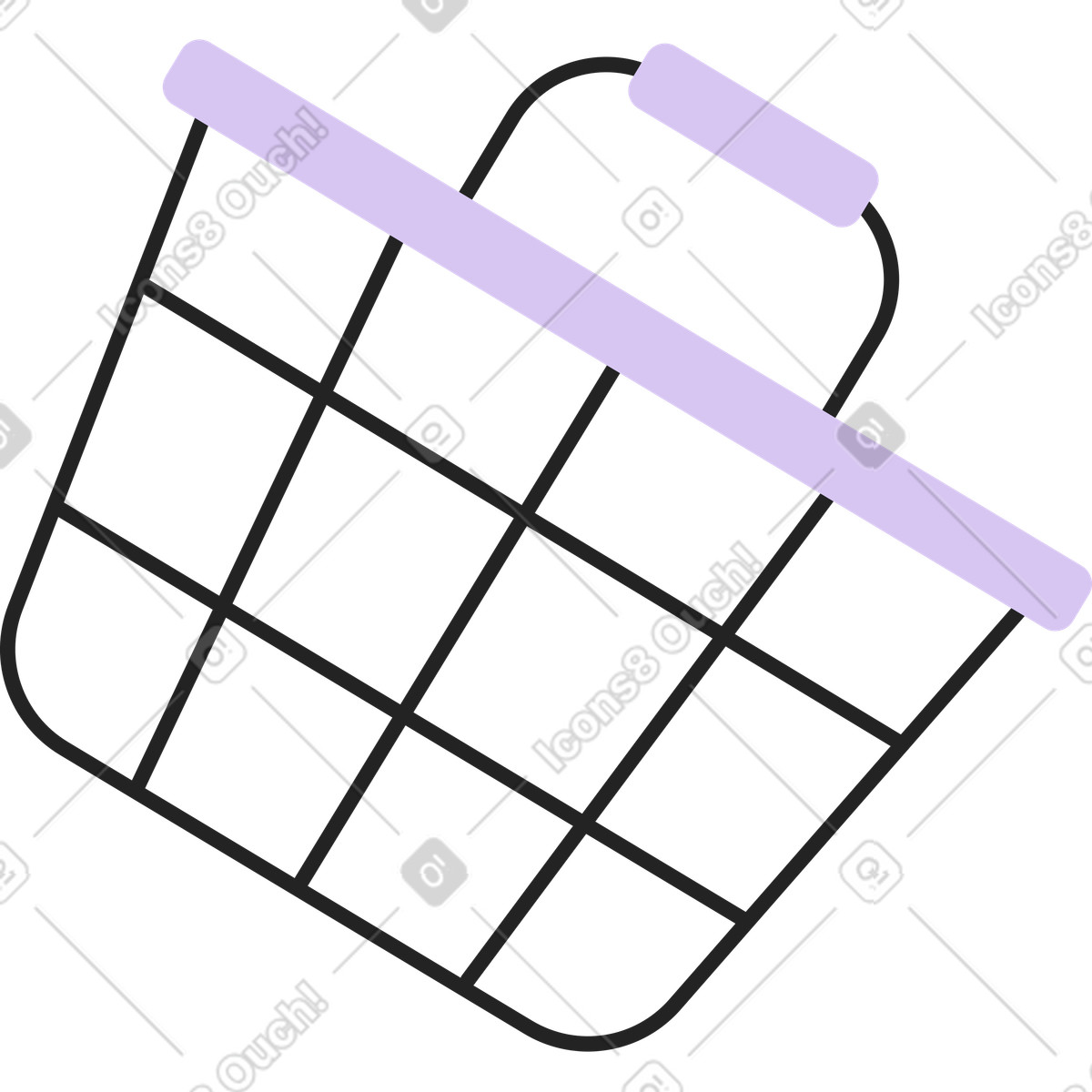 Ilustração de Cesta mercado em no estilo Sammy Line para baixar em PNG, SVG
