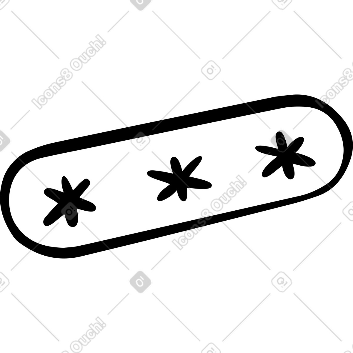 Password field with asterisks illustration in Journal style download in PNG, SVG