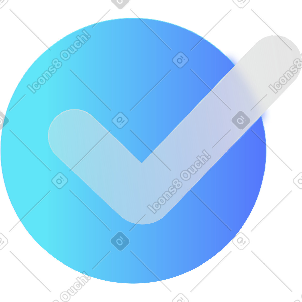 Ilustración Icono de marca verificación con efecto vidrio esmerilado en estilo Morphis a descargar en PNG y SVG