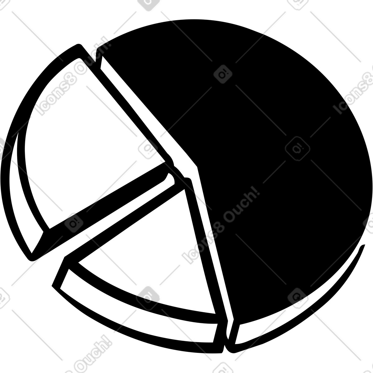 Pie chart with two slices illustration in Line style download in PNG, SVG