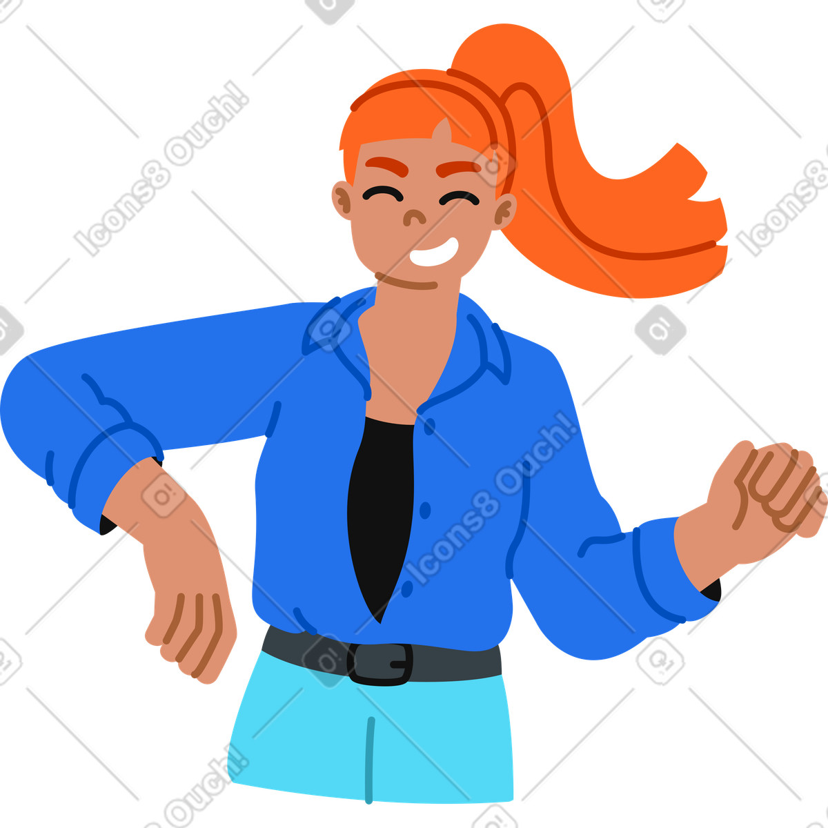 Illustration Jeune femme souriante et tenant quelque chose dans le style Active à télécharger aux formats PNG, SVG
