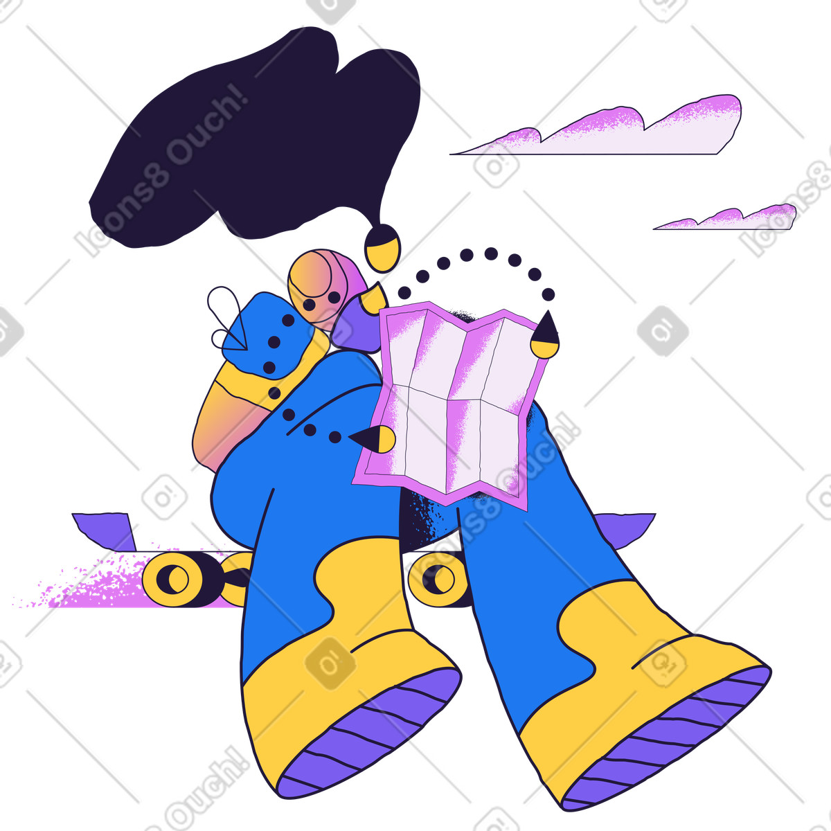 下载 Conifer 风格的 Woman looking at map 插画，支持 PNG、SVG 格式
