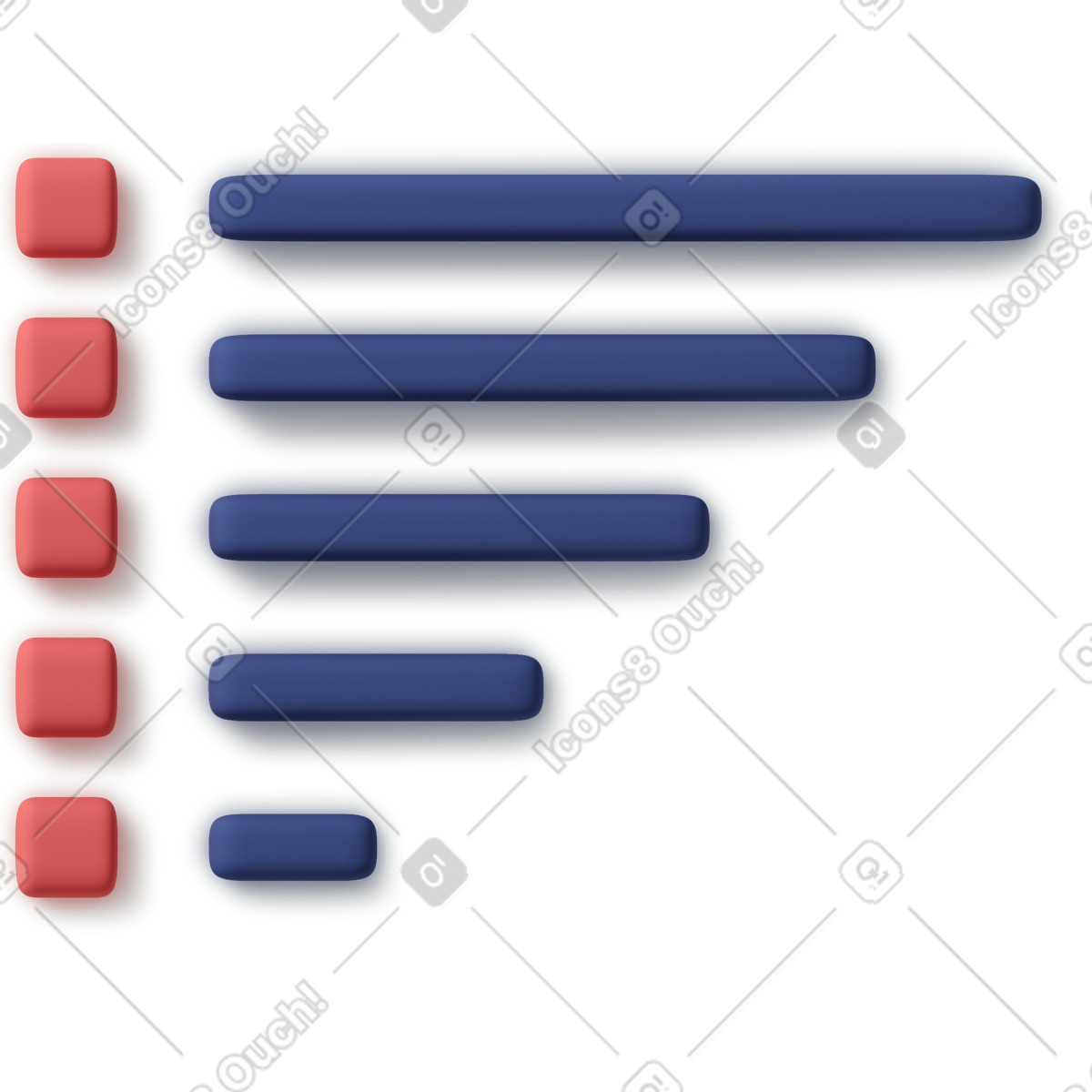 3D Business 스타일의 Blue checklist with red items 일러스트레이션 PNG, SVG 다운로드