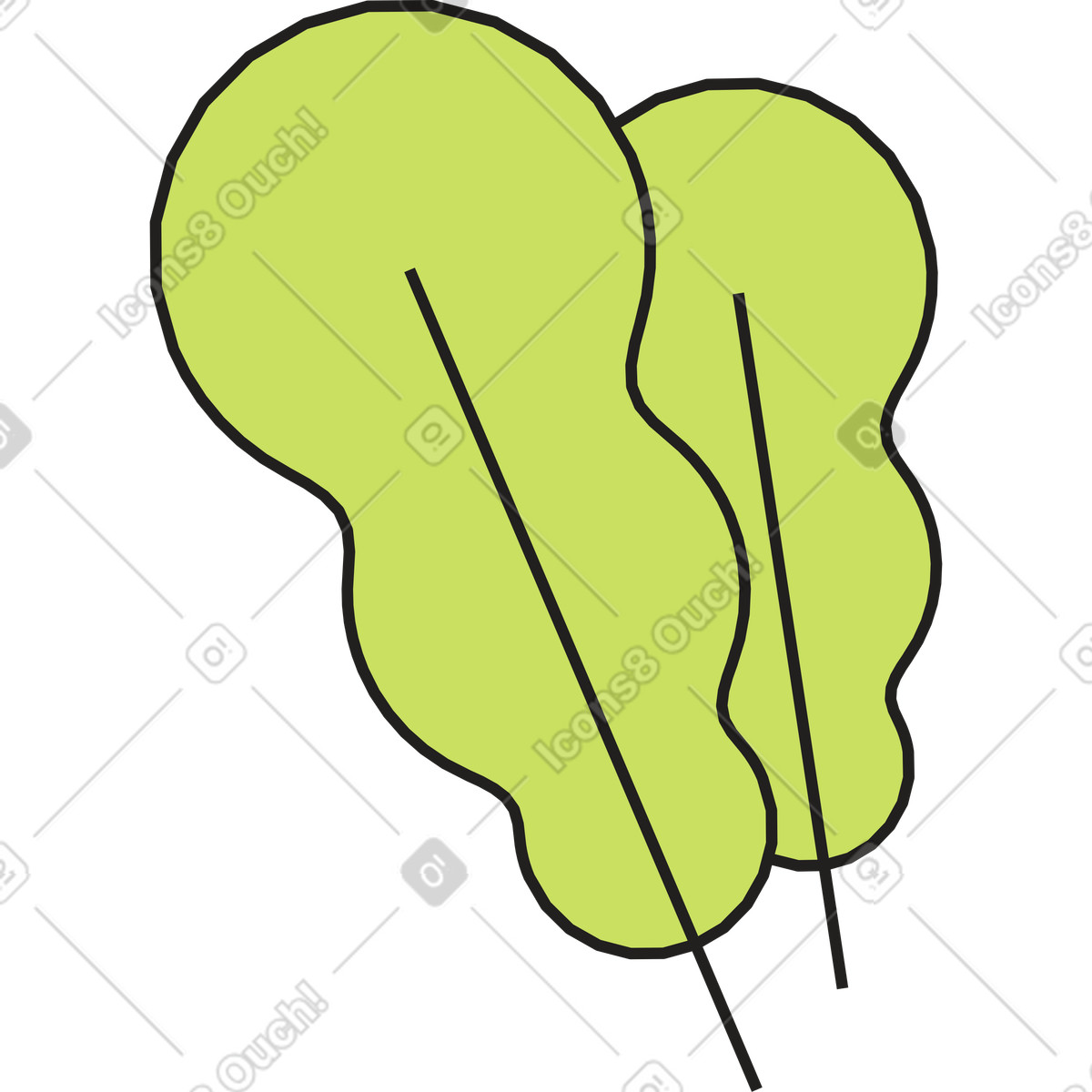 Due foglie di lattuga illustrazione in stile Dazzle scarica in PNG, SVG