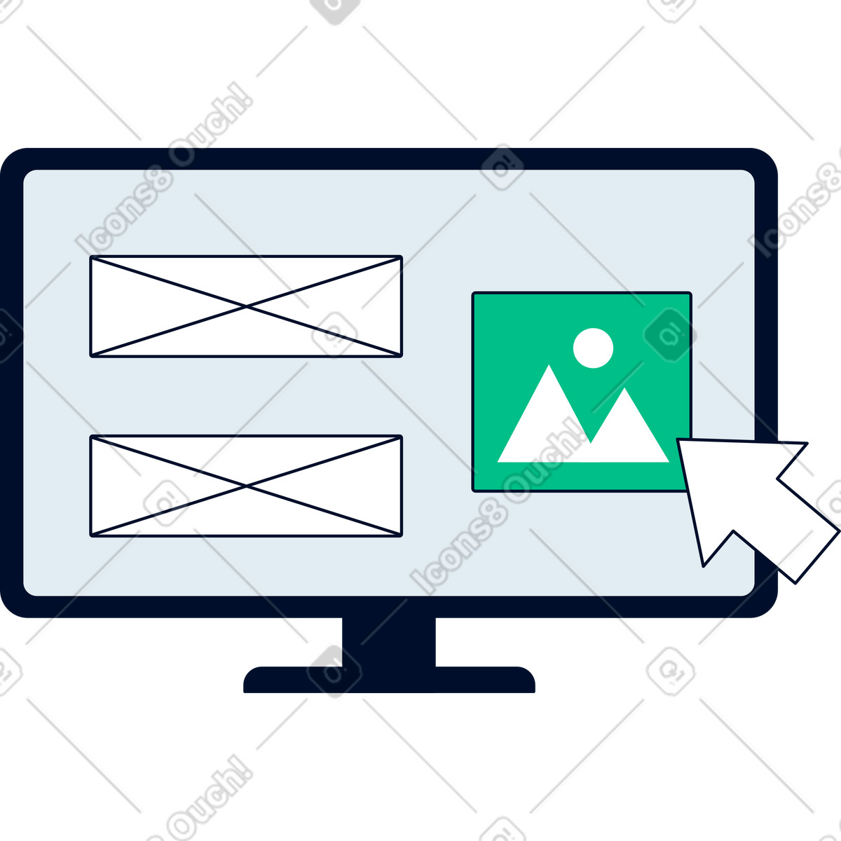 Monitorare il web design illustrazione in stile Teal scarica in PNG, SVG