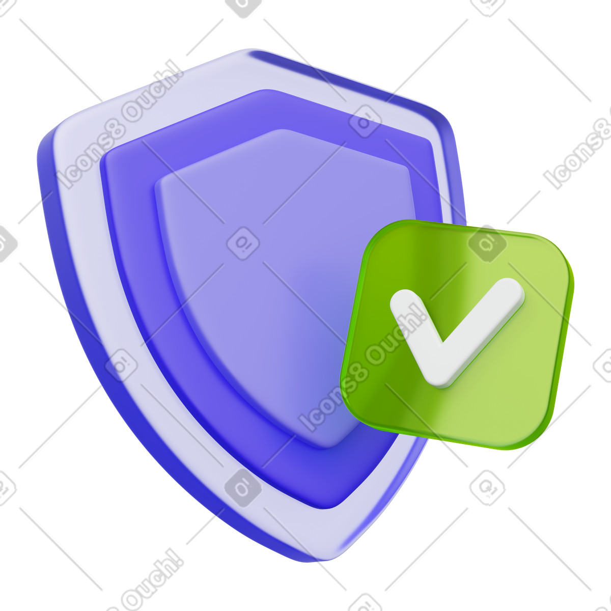 Account security, Antivirus protection, Shield with checkmark badge illustration in 3D Playful style download in PNG, SVG