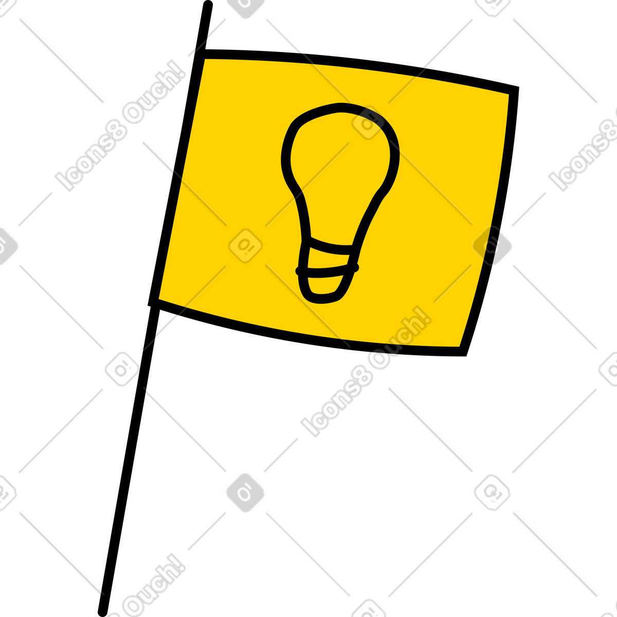 Flagge mit einer ideenbirne-Illustration im Giggle-Stil als Download in PNG, SVG