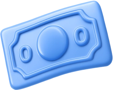 A blue banknote with no denomination - 3D Cutie style illustration