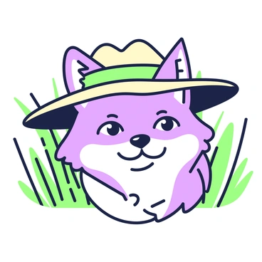 A fox head is prominently displayed, featuring an expression that embodies an adventurous spirit. The fox is wearing a wide-brimmed sunhat adorned with a green band. The features of the fox's face are detailed, showcasing sharp ears and bright eyes, conveying a sense of curiosity. The background includes elements associated with a safari theme, such as stylized tall grasses and hints of distant trees. The overall composition highlights the fox as the central focus of the illustration.
