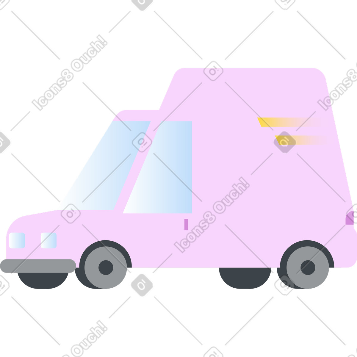 Marginalia スタイルの Lilac delivery car のイラストをPNG、SVG形式でダウンロード
