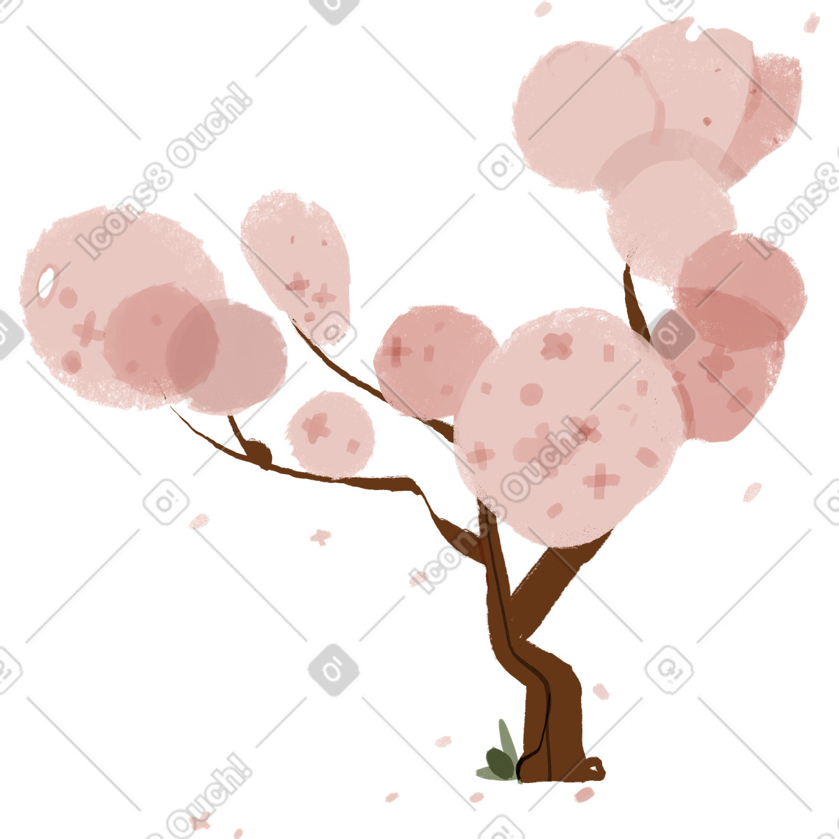 Ilustración Sakura en estilo Ikigai a descargar en PNG y SVG
