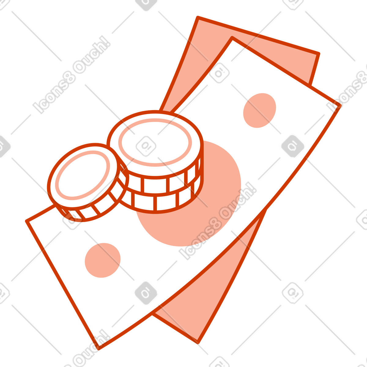Coins and banknotes illustration featuring cash clipart for various projects in high-quality