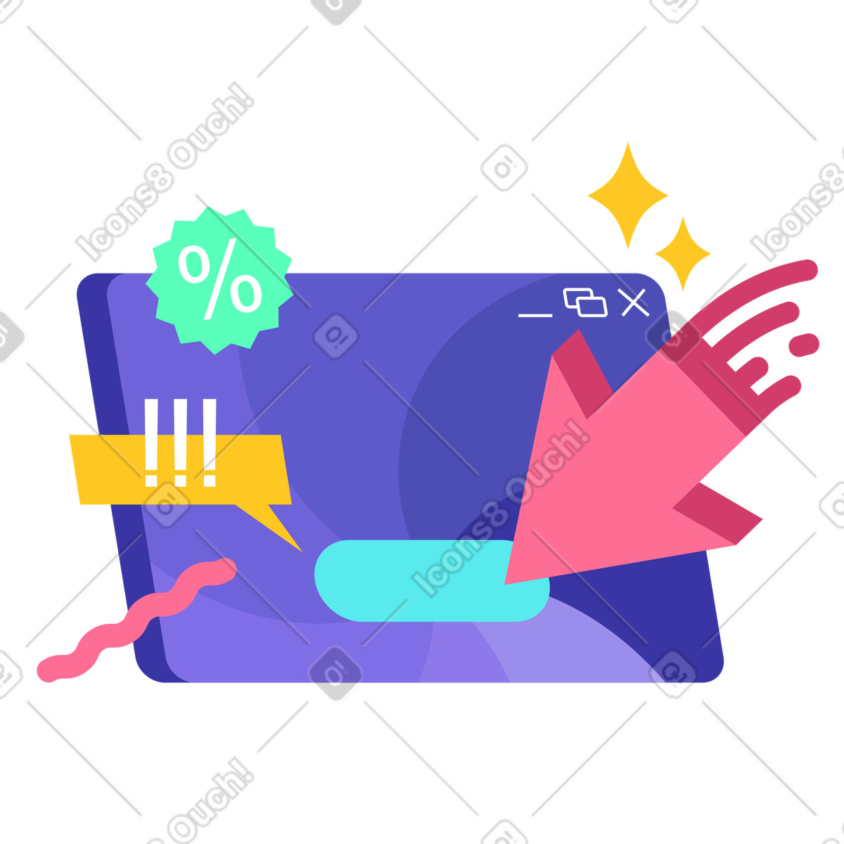 Website popup with special deal, E-commerce sale promotion illustration in Bright style download in PNG, SVG