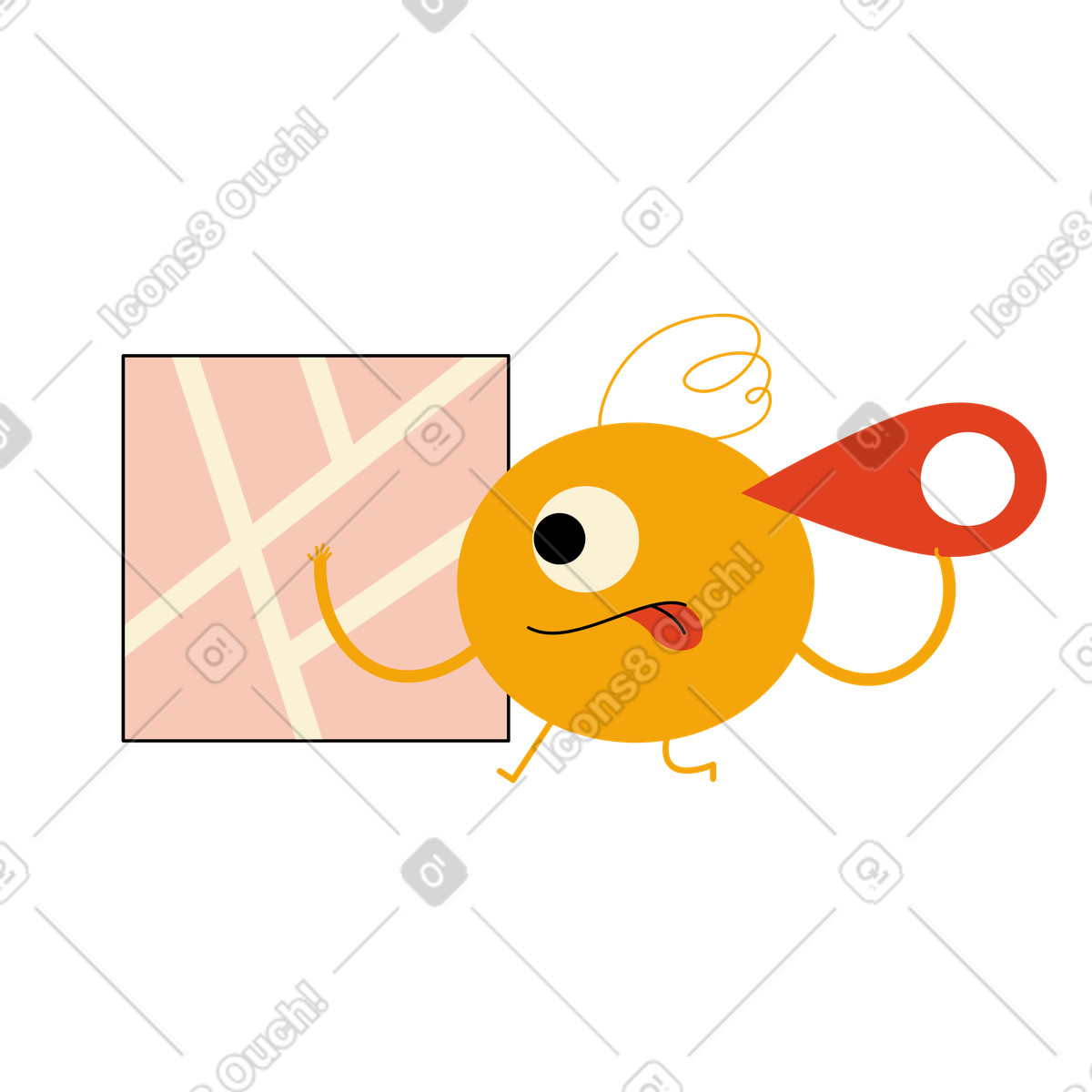Il personaggio mette un segno di posizione sulla mappa illustrazione in stile Jelly scarica in PNG, SVG