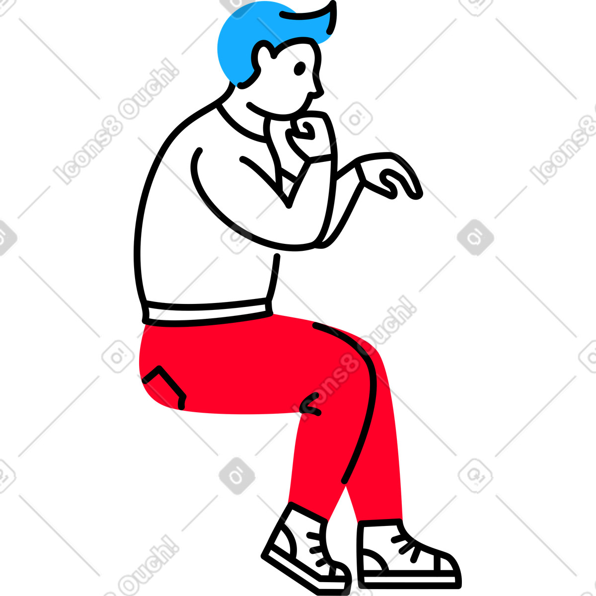 Illustration Homme assis dans le style Transistor à télécharger aux formats PNG, SVG