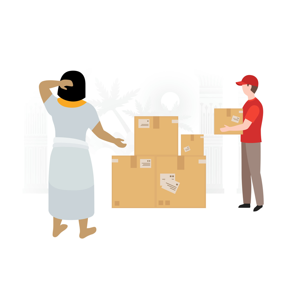 Fogg 스타일의 Delivery from the future 일러스트레이션 PNG, SVG 다운로드