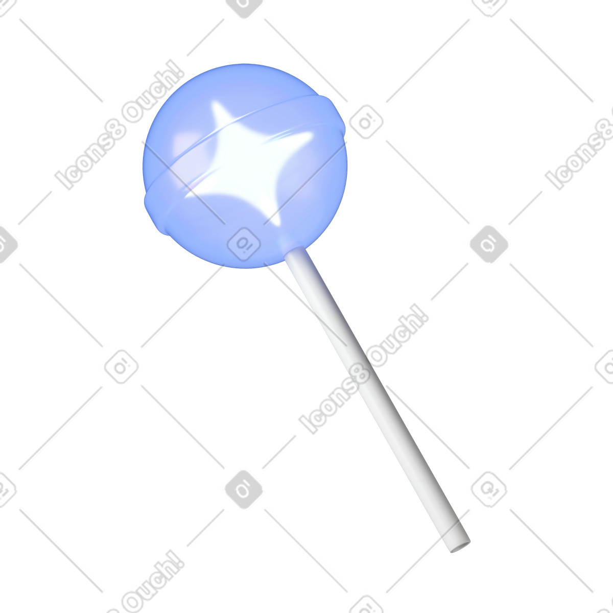 Lollipop with AI star illustration in 3D Stickle style download in PNG, SVG