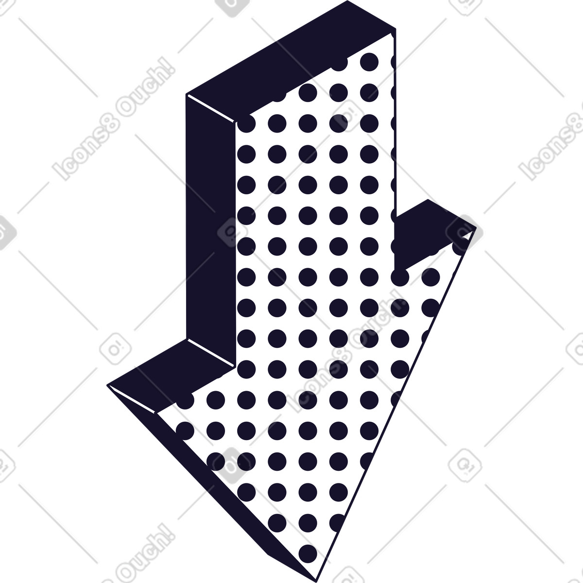 Freccia in gi&ugrave; illustrazione in stile Node scarica in PNG, SVG
