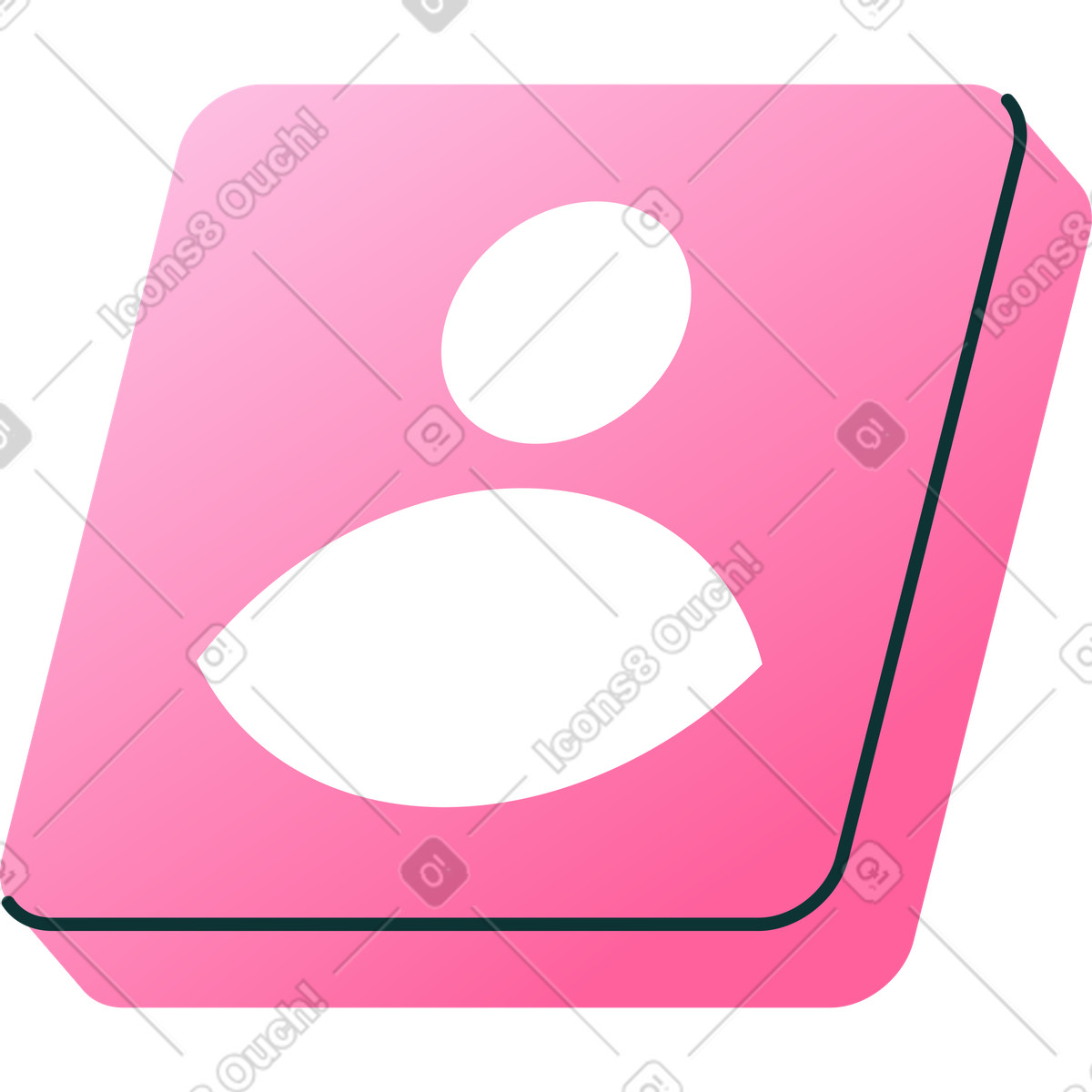 Kubisches rosa benutzersymbol-Illustration im Florid-Stil als Download in PNG, SVG