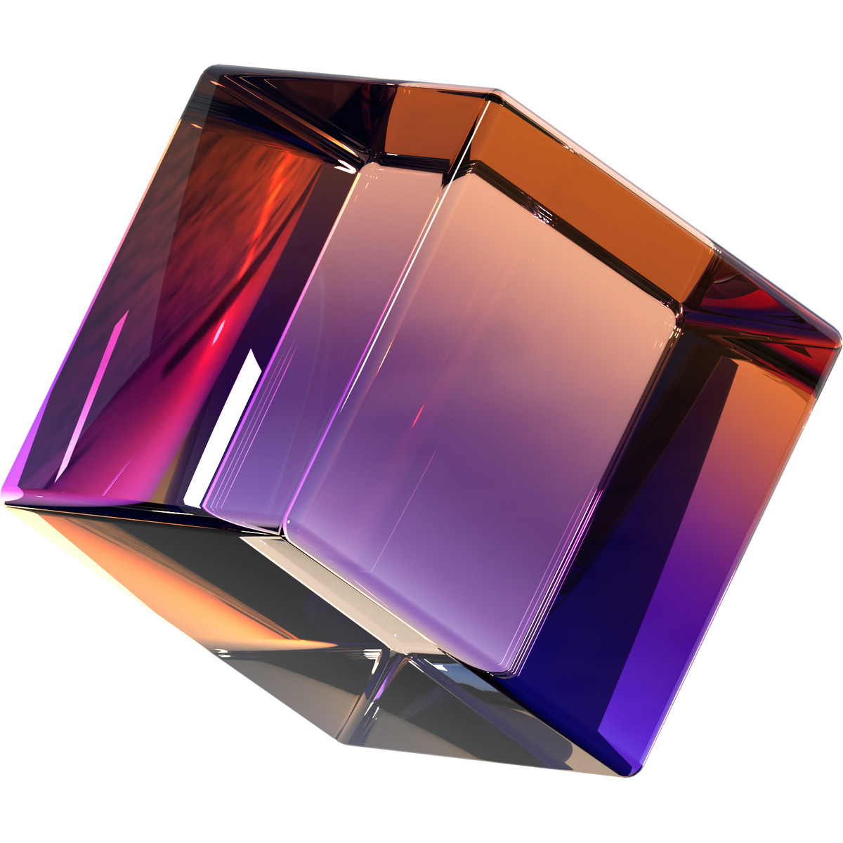 3D Glassy 스타일의 투톤 유리 큐브 일러스트레이션 PNG, SVG 다운로드