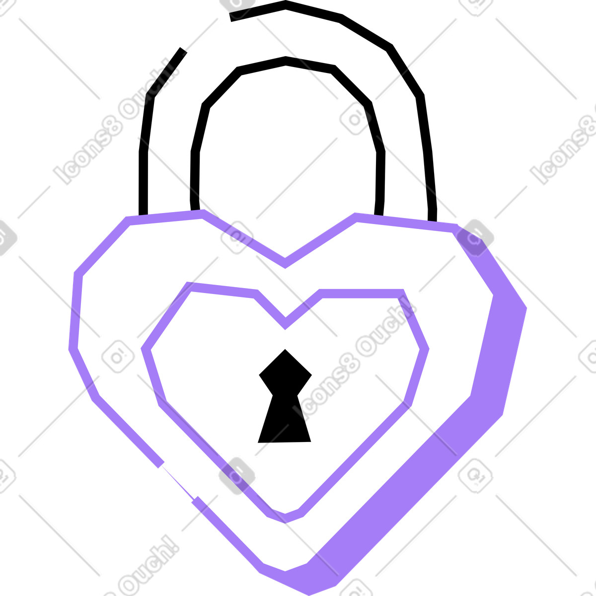 Closed lock illustration in Amethyst style download in PNG, SVG