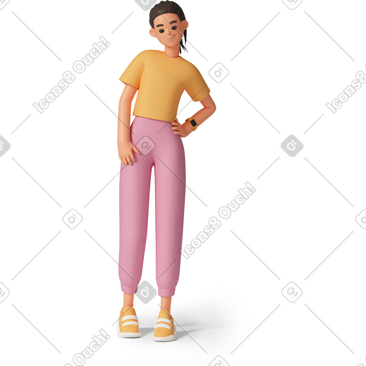 Illustration Young woman standing dans le style 3D Casual life à télécharger aux formats PNG, SVG