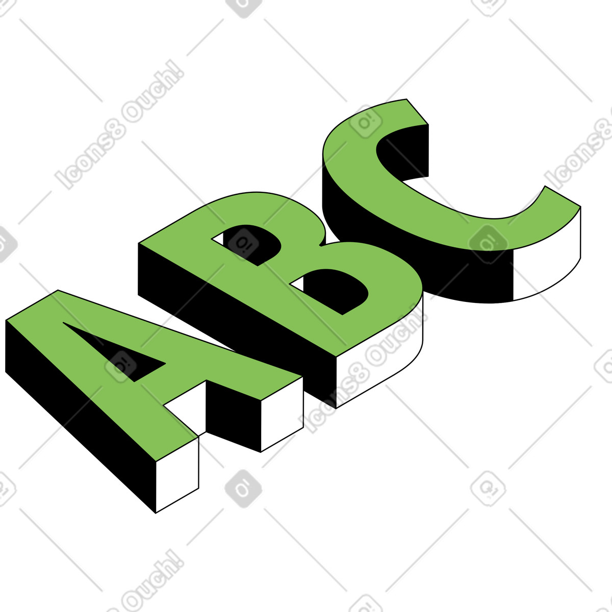 Scritte in testo abc illustrazione stile Isometric scarica PNG, SVG
