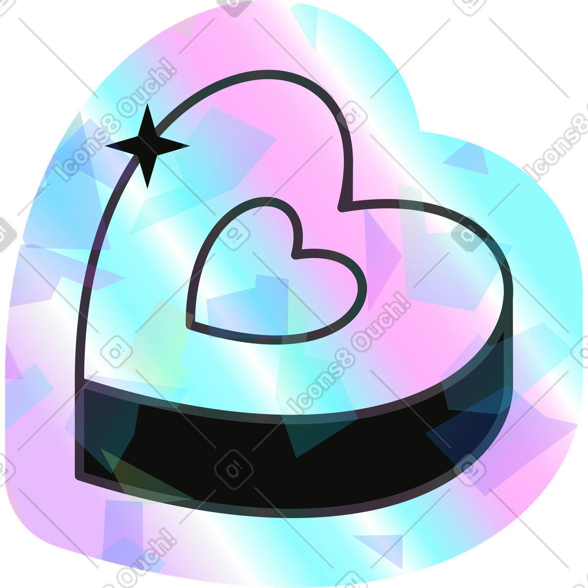 Ilustración Corazon de chocolate en estilo Holostickers a descargar en PNG y SVG