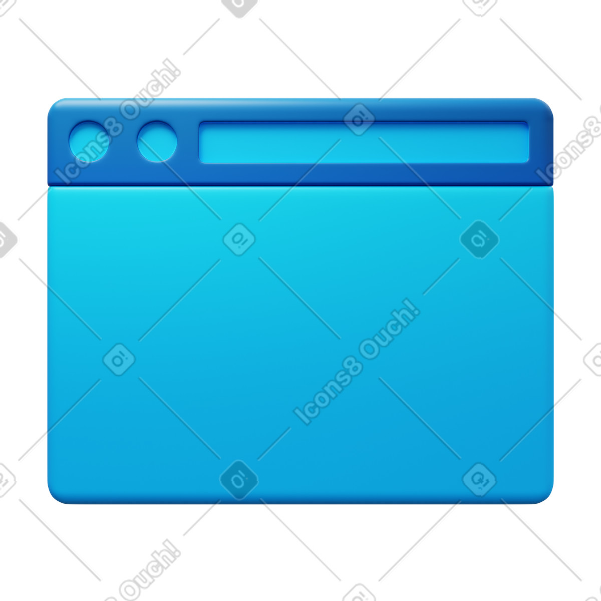 Empty blue browser page illustration in 3D Fluency style download in PNG, SVG