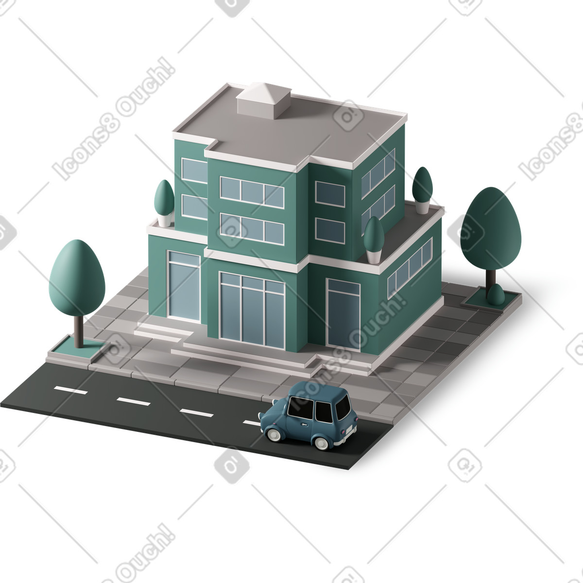 Office building illustration in PNG, SVG