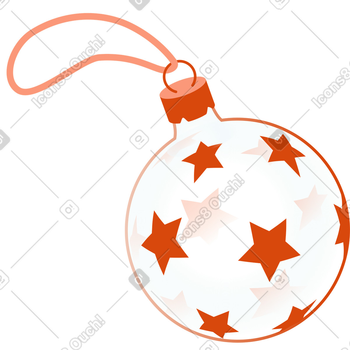 Illustration Boule de noël transparente avec des étoiles dans le style Orange à télécharger aux formats PNG, SVG