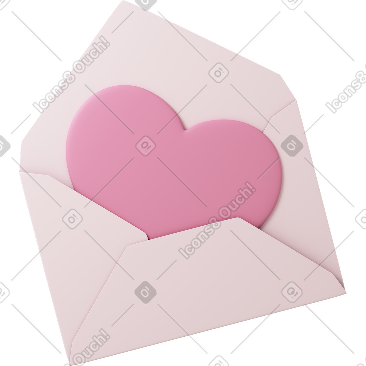 Envelope with pink heart-Illustration im 3D Casual life-Stil als Download in PNG, SVG