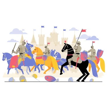 A dramatic depiction of a historic battle scene from the medieval era