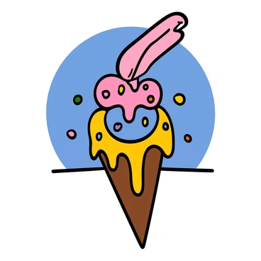 A tongue reaching out to taste a dripping ice cream cone on a hot day