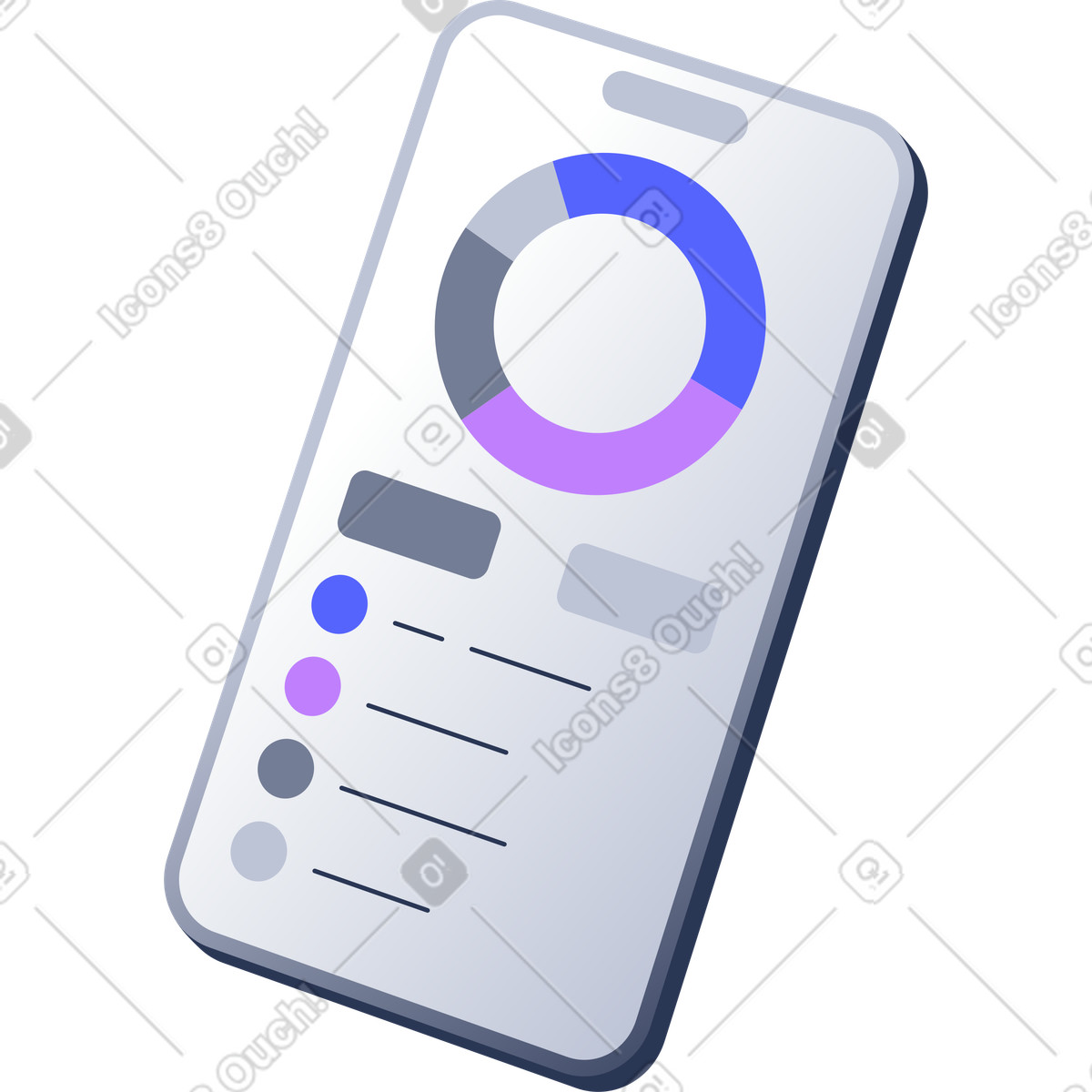 Telefon mit kreisdiagramm-Illustration im Lucent-Stil als Download in PNG, SVG