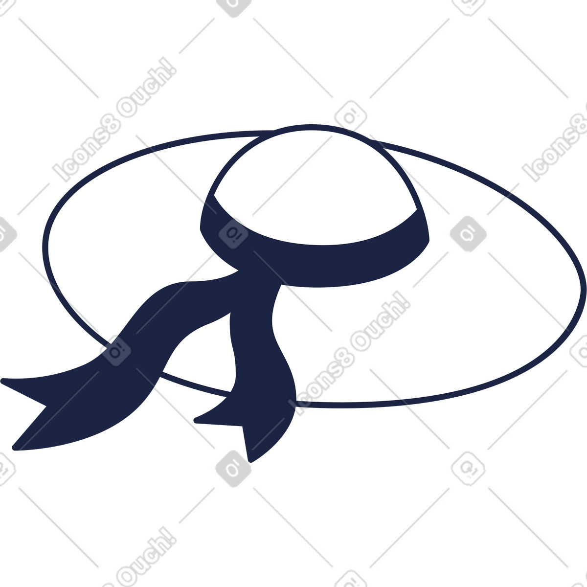 Illustration Ligne de chapeau plage dans le style Urban Line à télécharger aux formats PNG, SVG