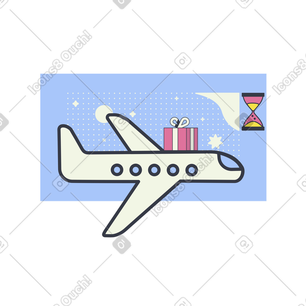 Ilustração de Airplane carrying package, Fast international delivery em no estilo Abstract para baixar em PNG, SVG