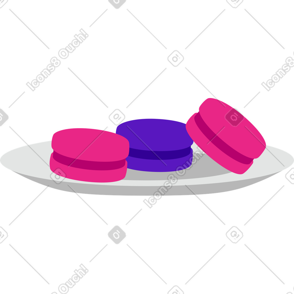 Teller mit macarons-Illustration im Active-Stil als Download in PNG, SVG