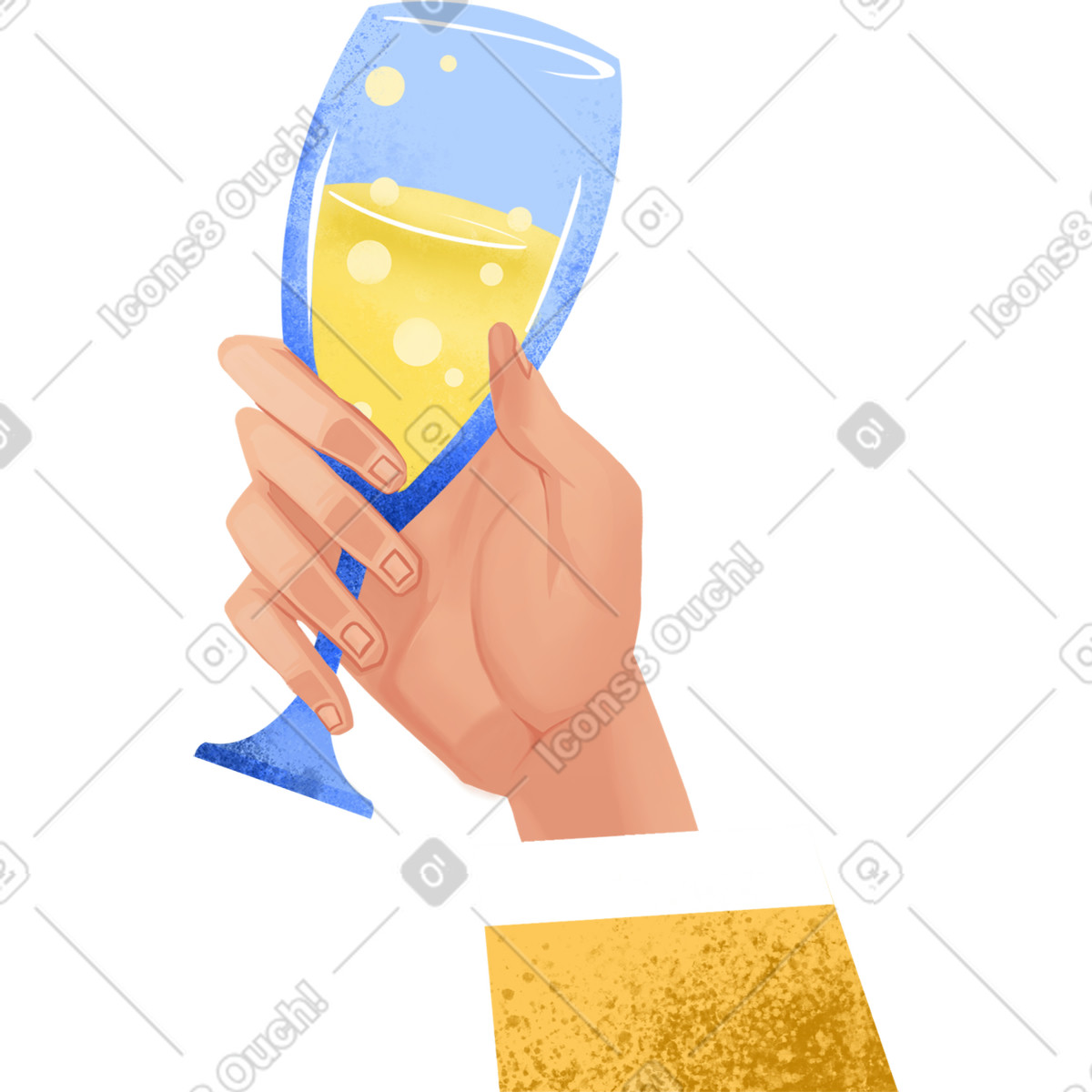 Flare スタイルの Hand holding a glass of champagne のイラストをPNG、SVG形式でダウンロード