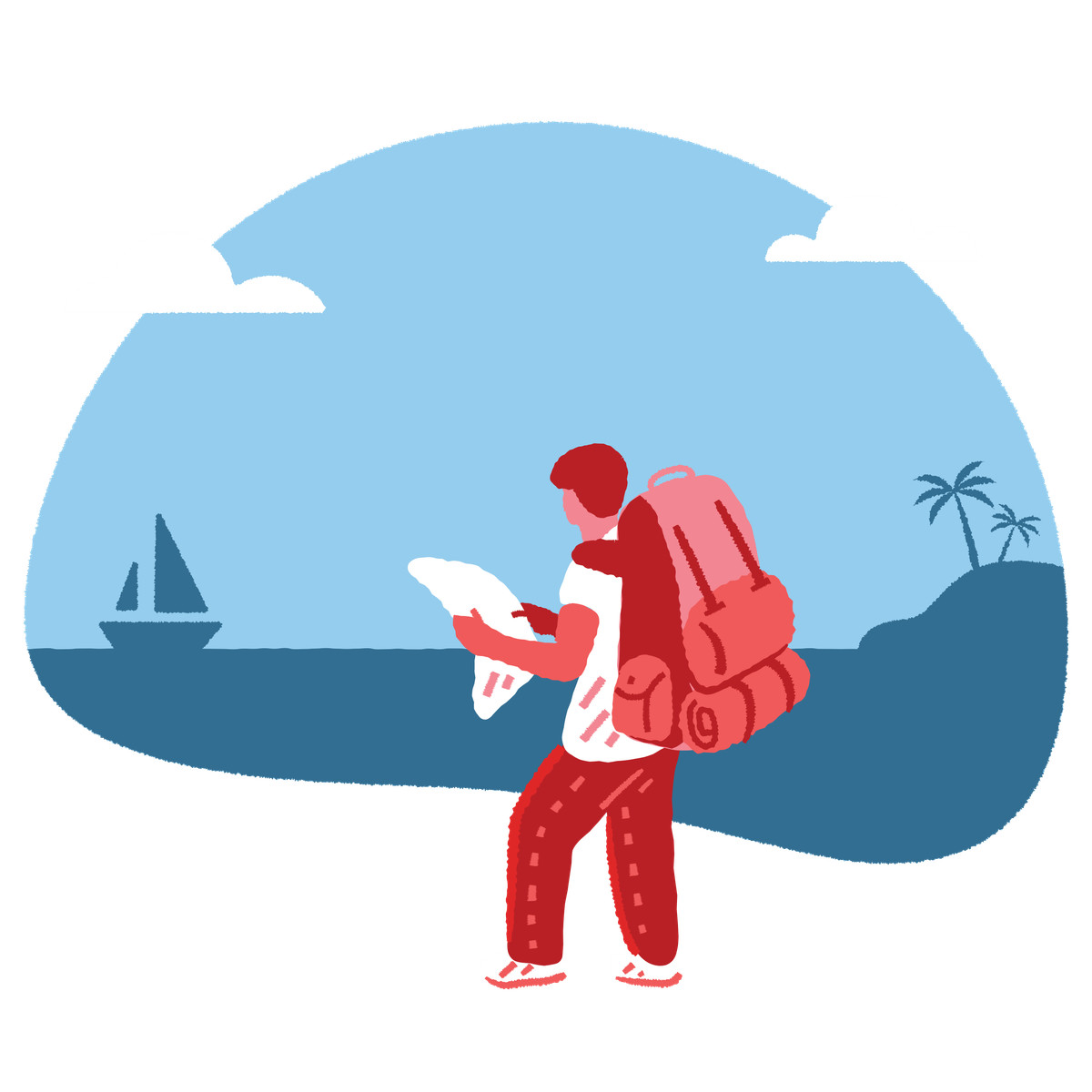 Ilustração de Tourist with a backpack em no estilo Cherry para baixar em PNG, SVG