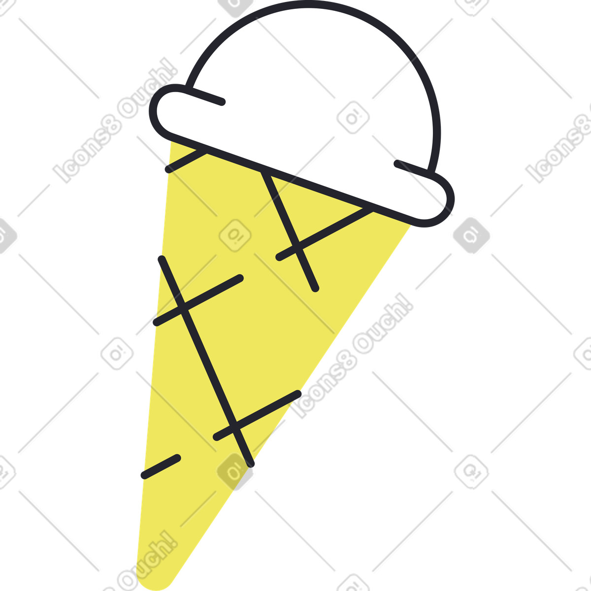 下载 Boba 风格的 华夫蛋卷冰淇淋 插画，支持 PNG、SVG 格式