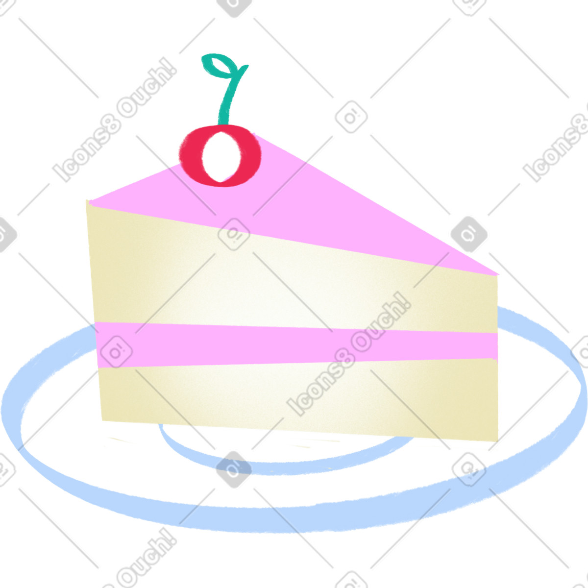 Piece of cake on a plate-Illustration im Bonny-Stil als Download in PNG, SVG