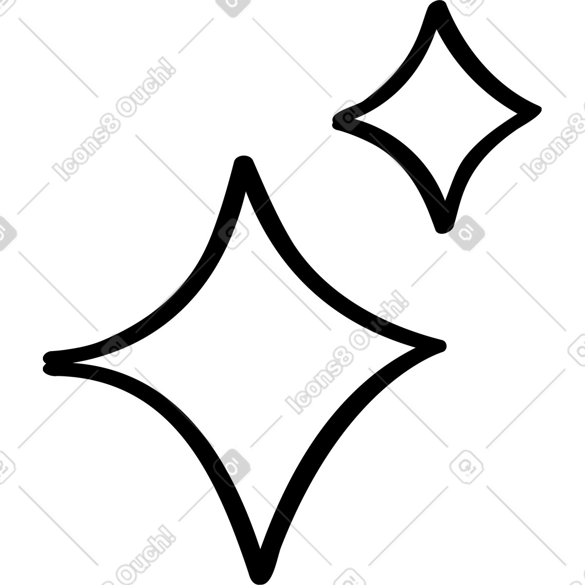 Black two stars illustration in Twirl style download in PNG, SVG