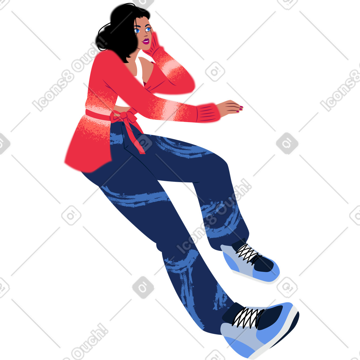 Giovane donna seduta illustrazione in stile Everyday scarica in PNG, SVG