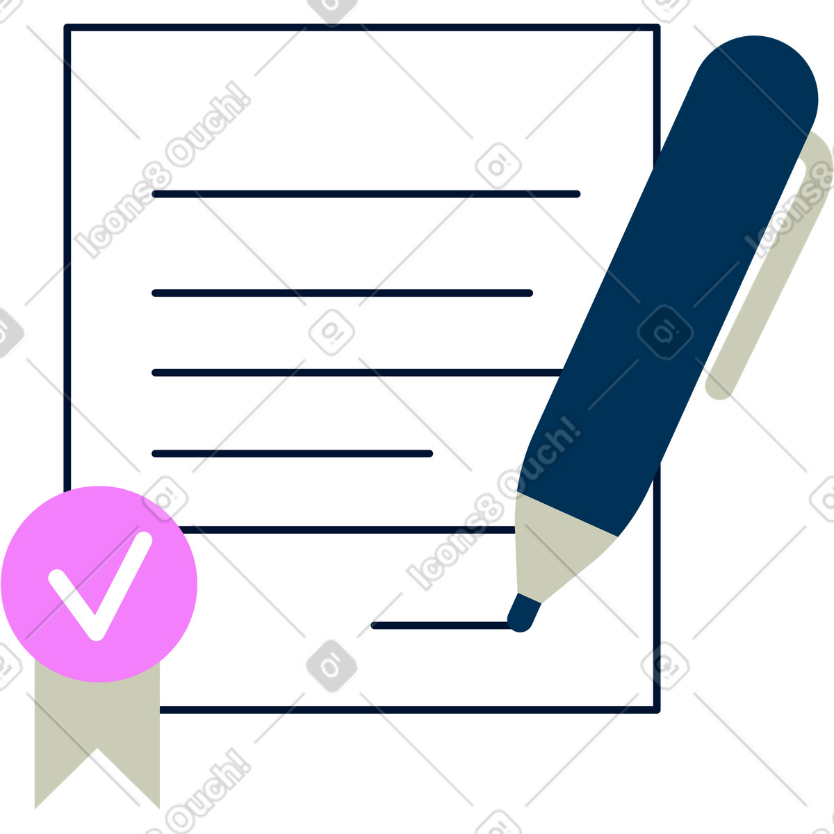 Signing the contract icon illustration in Cubes style download in PNG, SVG